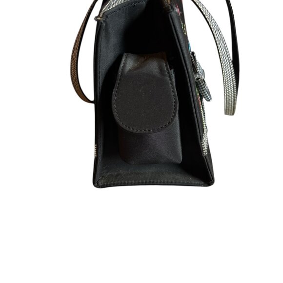 Embroidery Multi-colored and Black Ladybug Purse w/checkered Bow and Straps - Picture 6 of 13